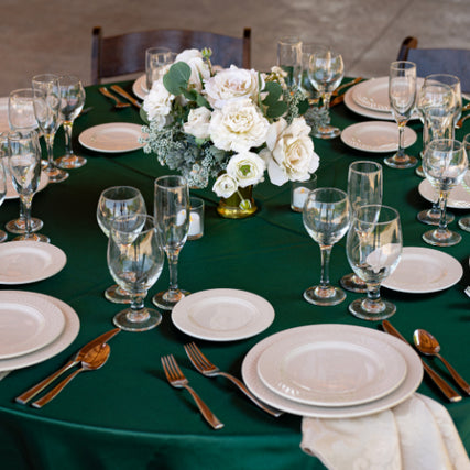 Tableware & Glassware RentalsSet table with green linen cloth