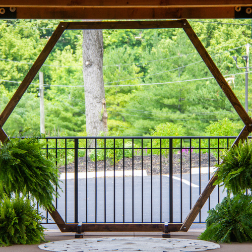 Wedding arch outdoors on a clear day