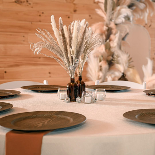 Amber Bottle Vases with Pampas Grass (optional)