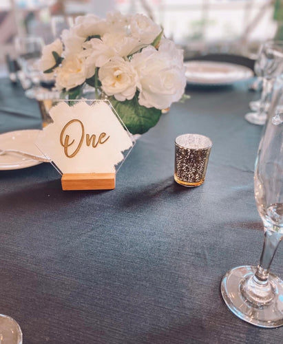 Ivory & Gold Acrylic Hexagon Table Number