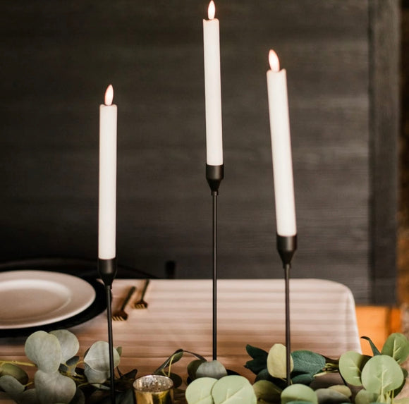 Set of 3 Black Taper Candle Sticks