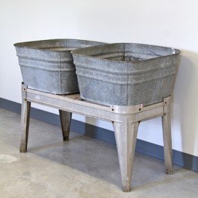 Vintage Galvanized Tubs with Stand