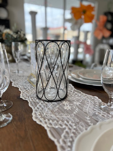 Bronze Wire & Glass Candle Holder