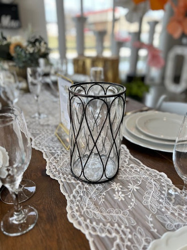 Bronze Wire & Glass Candle Holder