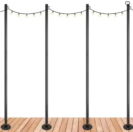 String Light Pole, 9x5' Black