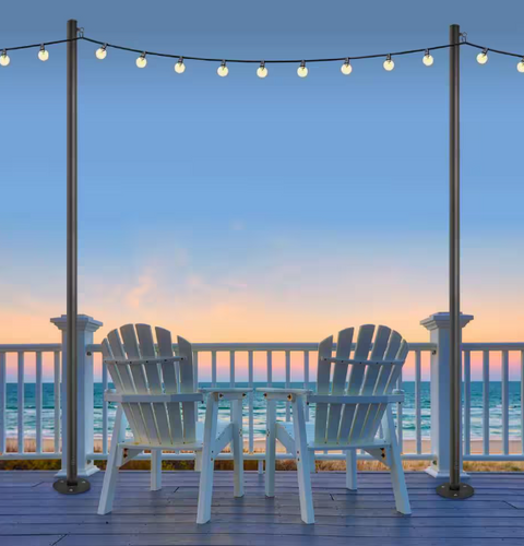 String Light Pole, 9x5' Black