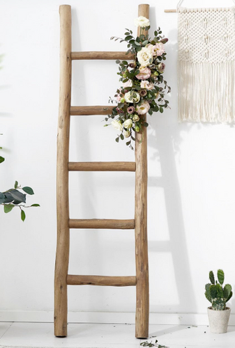 Rustic Leaning Wood Ladder Decor