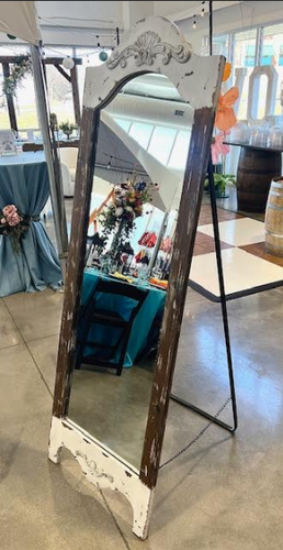 White Distressed Wood Antique Mirror