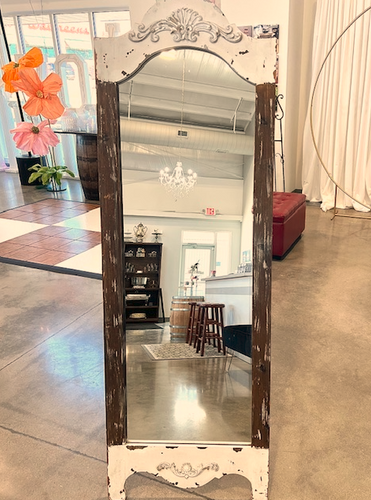 White Distressed Wood Antique Mirror