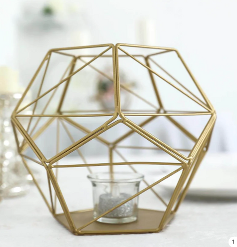 Gold Prism Centerpiece/Candle Holder