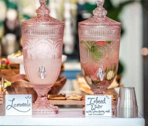 Pink Glass Beverage/Drink Dispenser